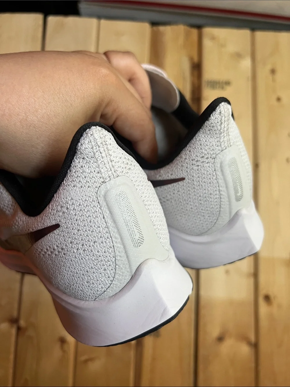 Nike Running Shoes - Light Gray with Pink and Brown Swoosh